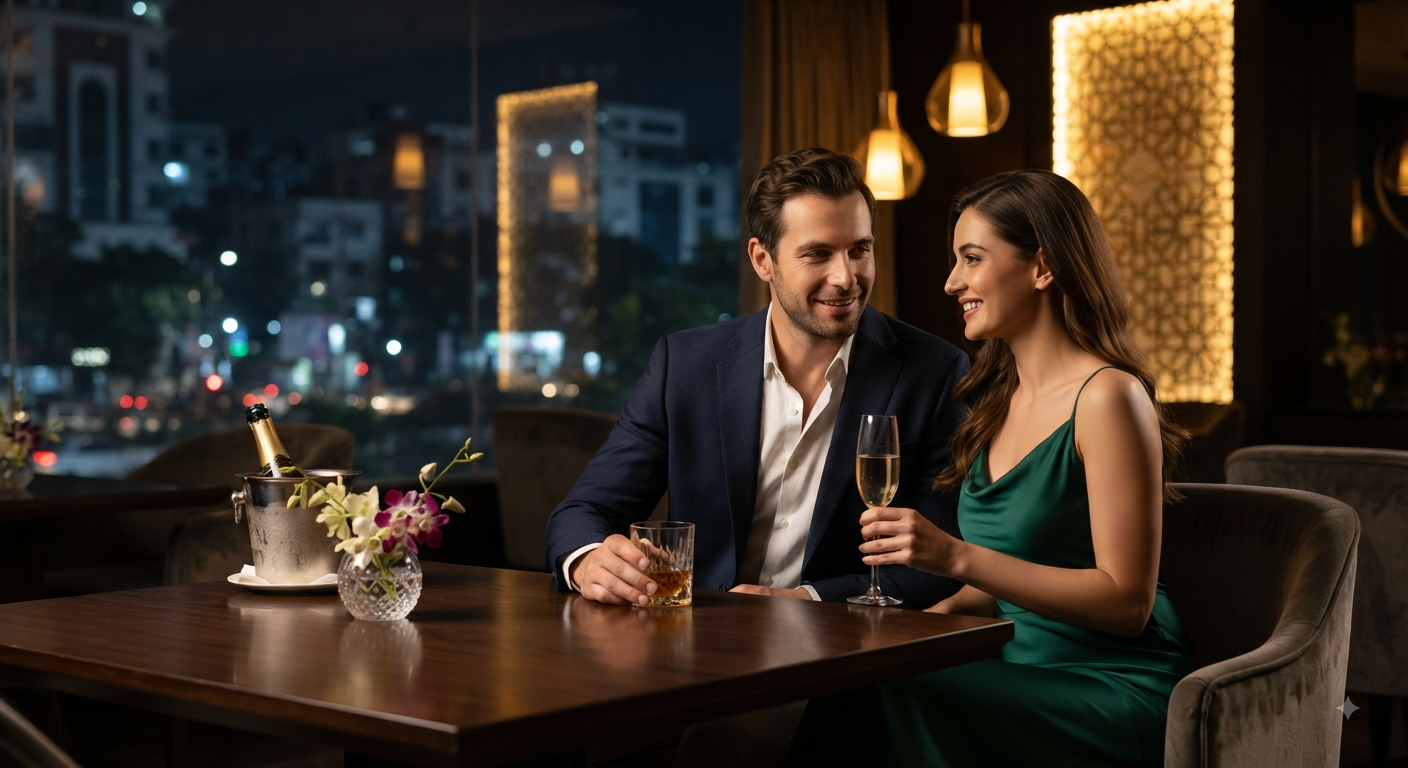 Why Choose a VIP Call Girl in Dhaka Over Dating: The Modern Professional's Guide 2026 1 Why Choose a VIP Call Girl in Dhaka - Elegant couple enjoying elite companionship at a luxury restaurant table